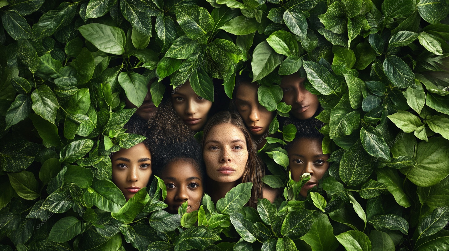 绿叶丛中的多元面孔