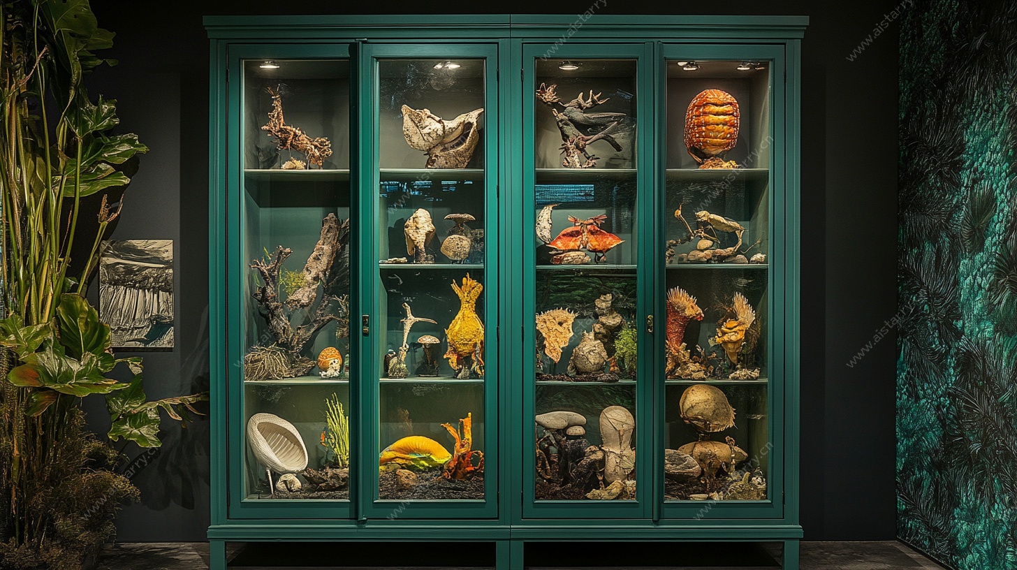 复古博物展示柜内藏奇珍