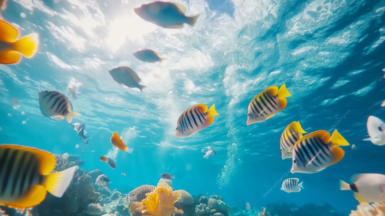 海底缤纷鱼群梦幻景象
