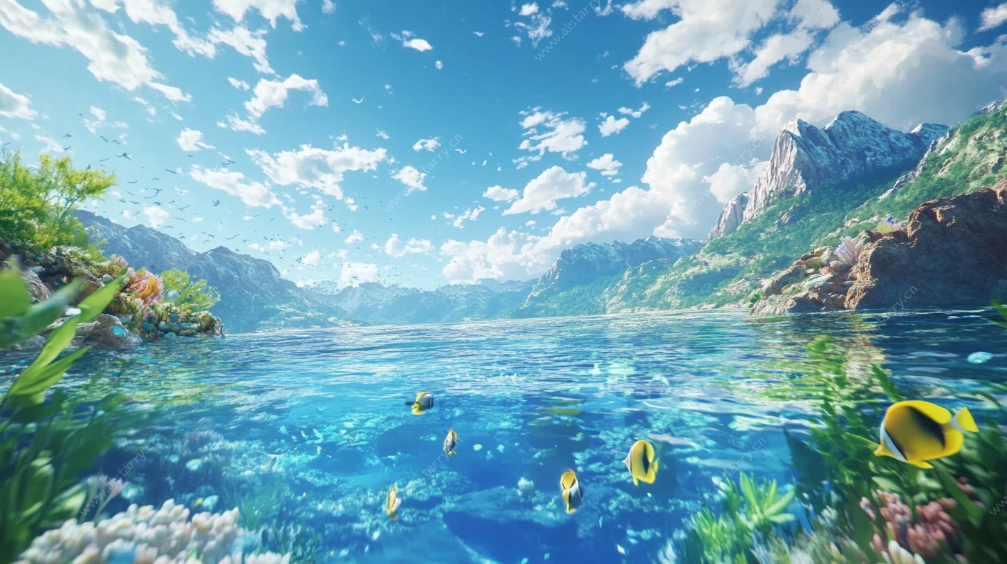 梦幻水底山间美景