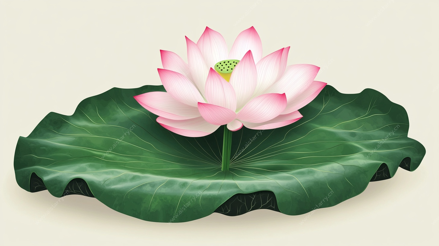 粉色荷花荷叶插画