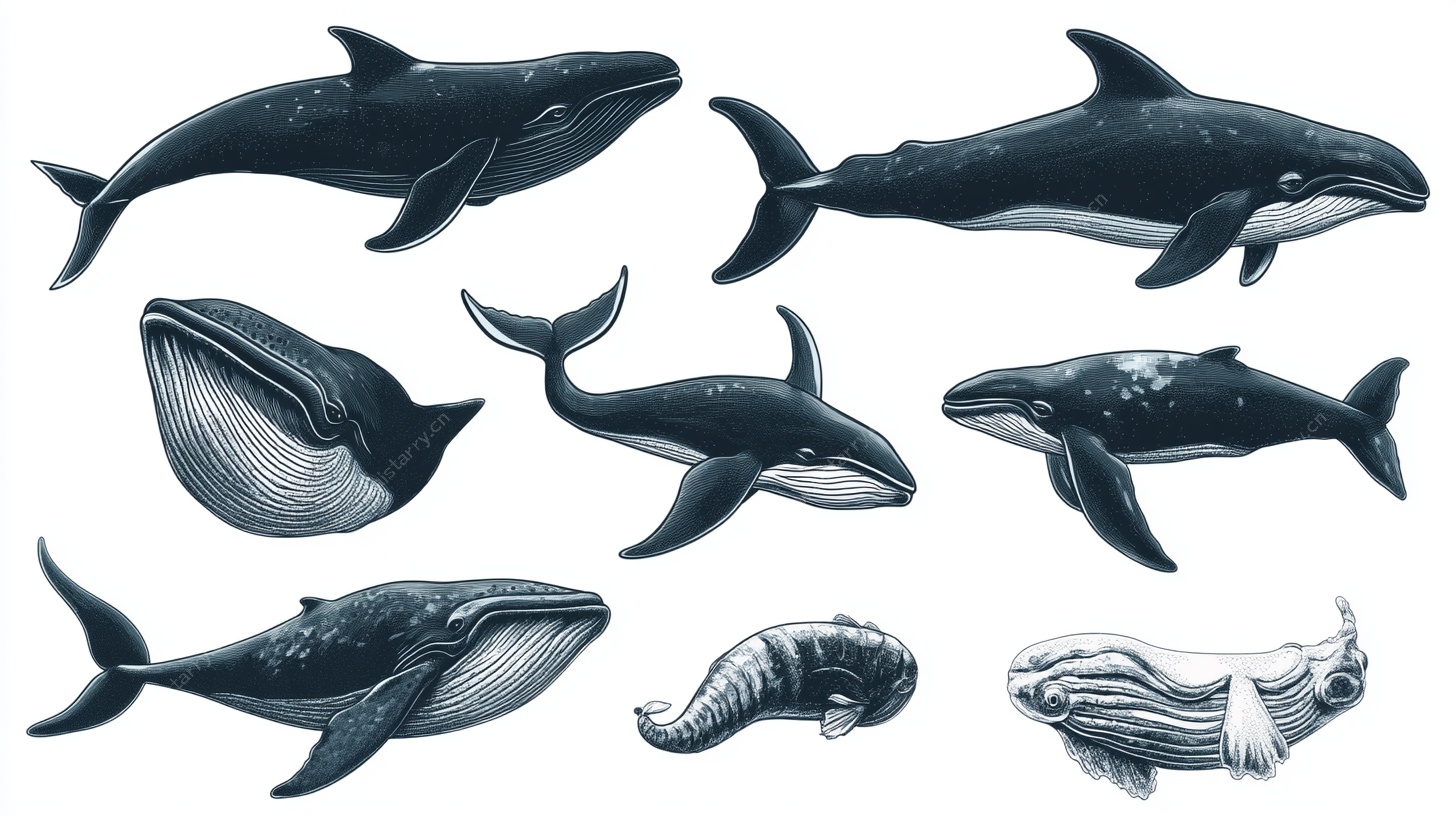 多样鲸鱼插画集合