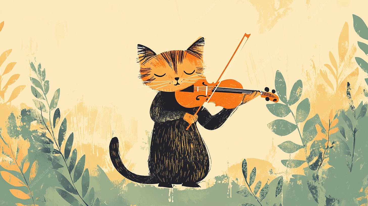 拉小提琴的可爱猫咪