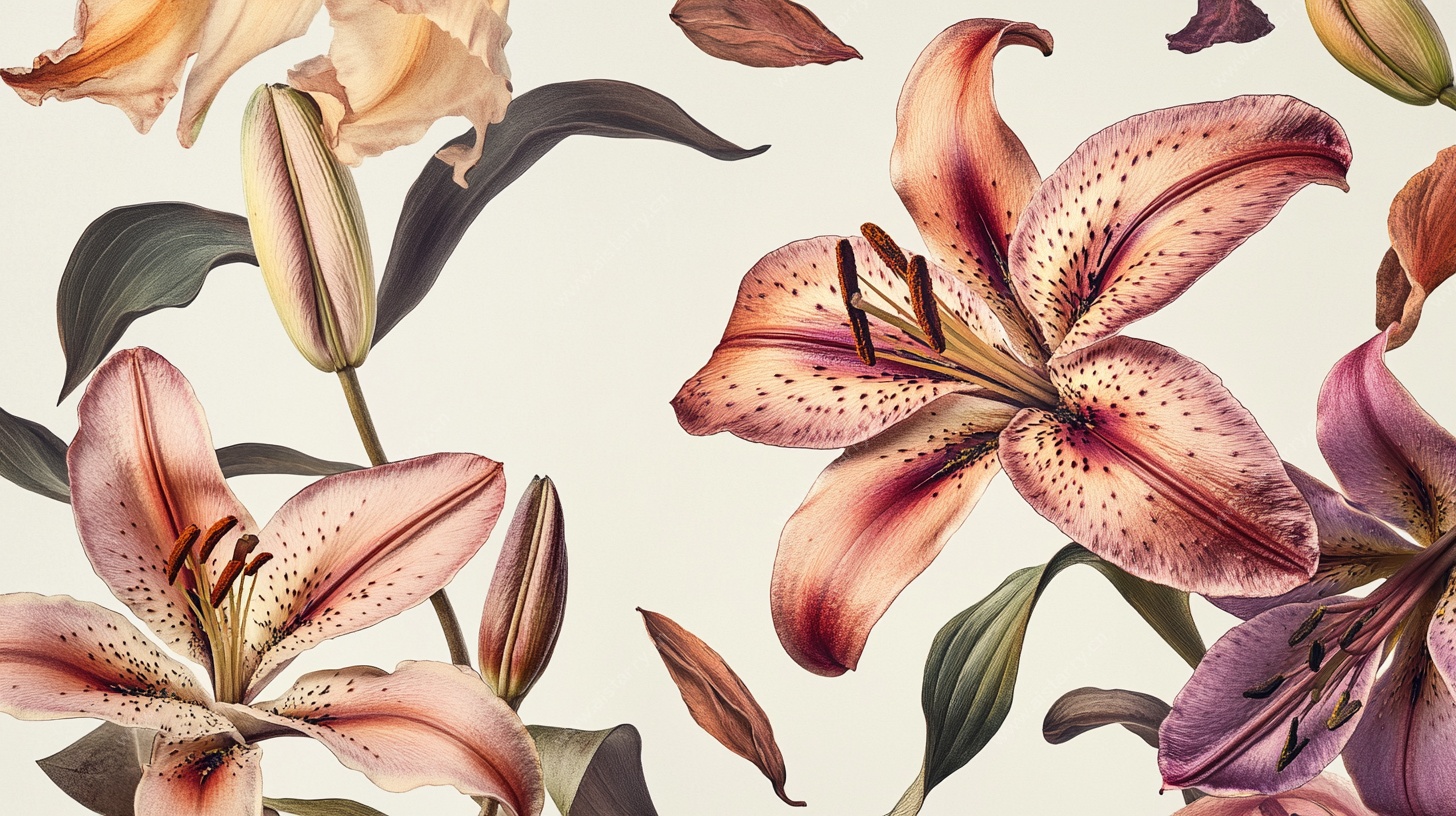 复古风百合花图案设计