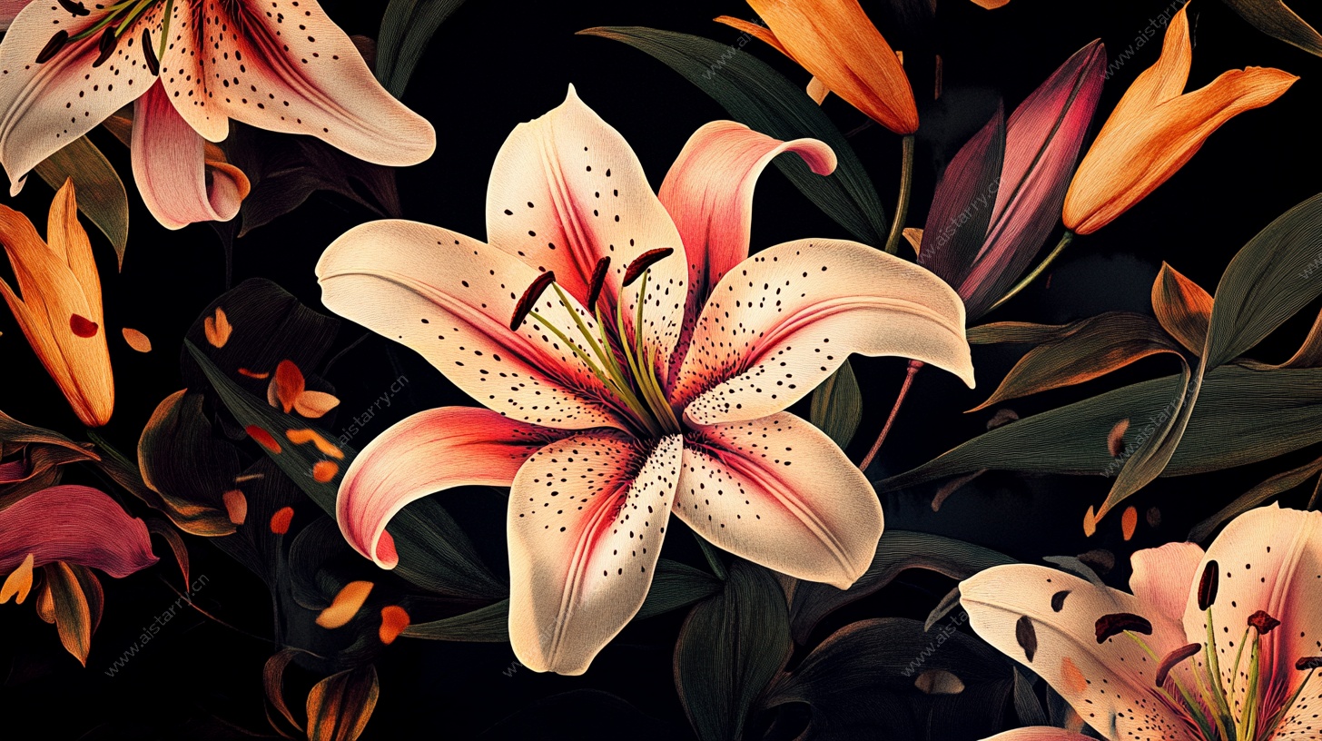 绚丽百合花卉图案设计