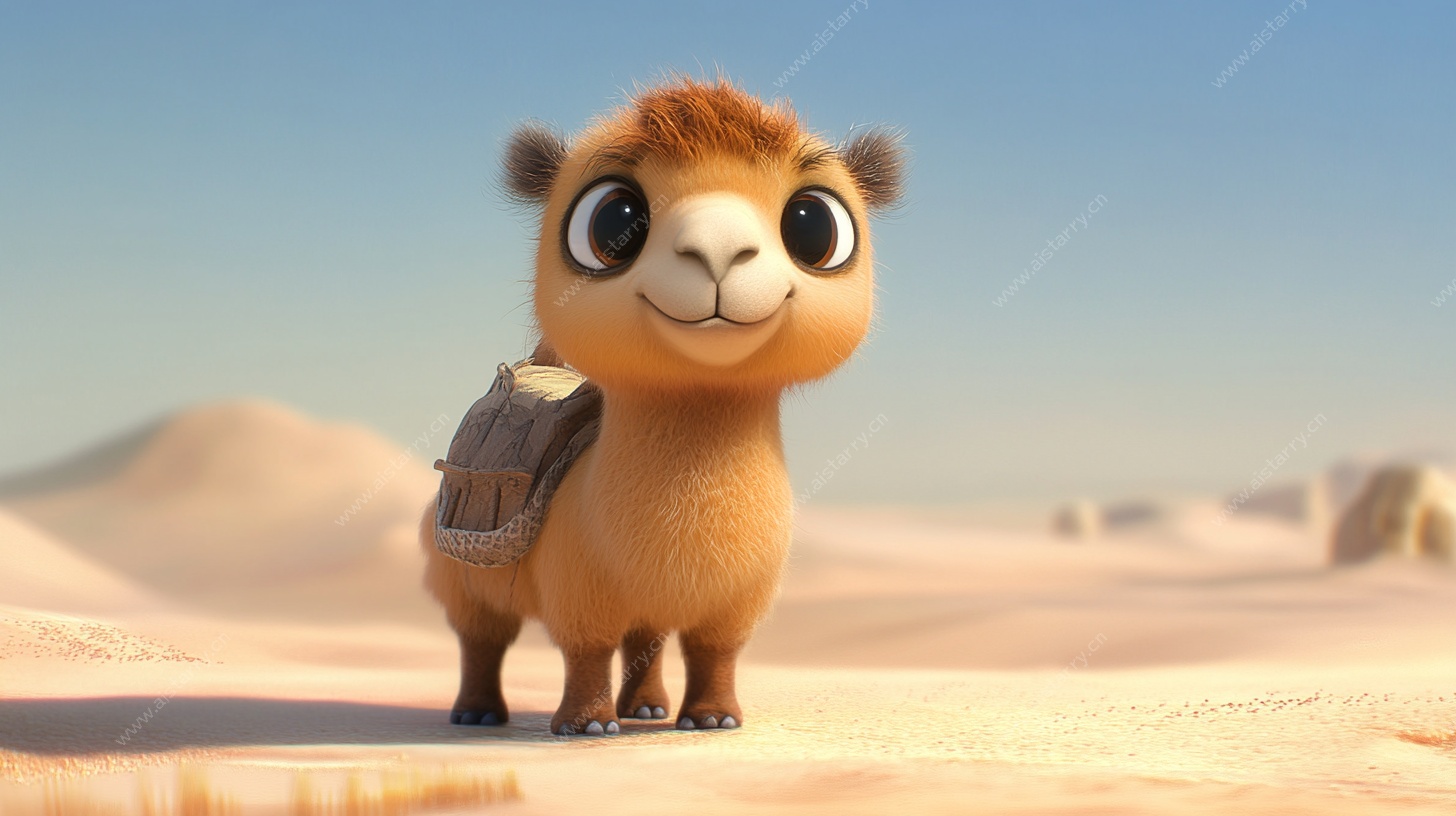 沙漠中的可爱小骆驼