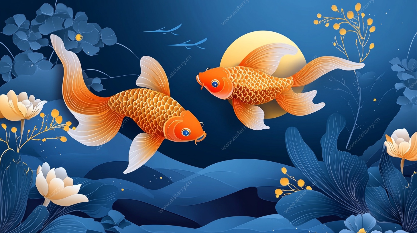 双金鱼游弋于梦幻水世界