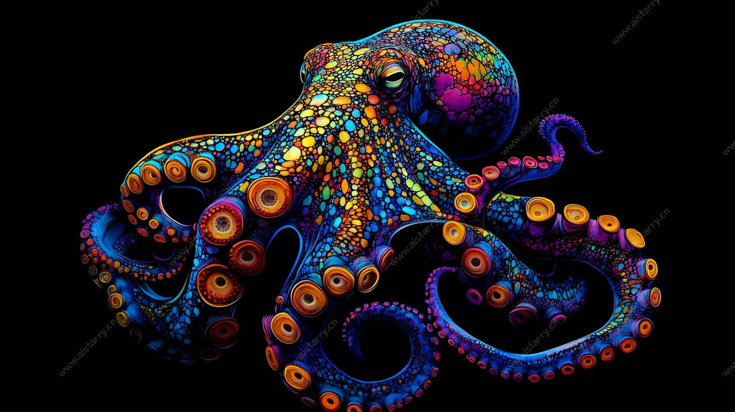 炫彩梦幻章鱼插画