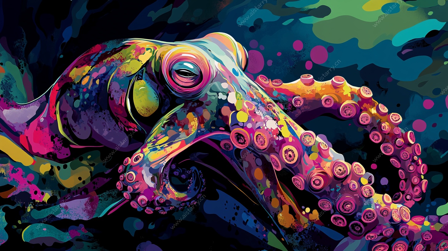 炫彩章鱼奇幻插画
