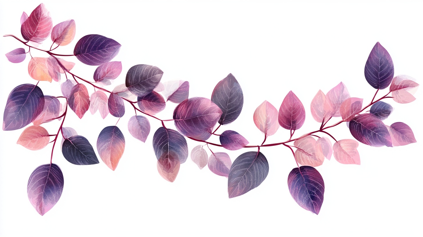 紫色梦幻水彩树叶枝蔓