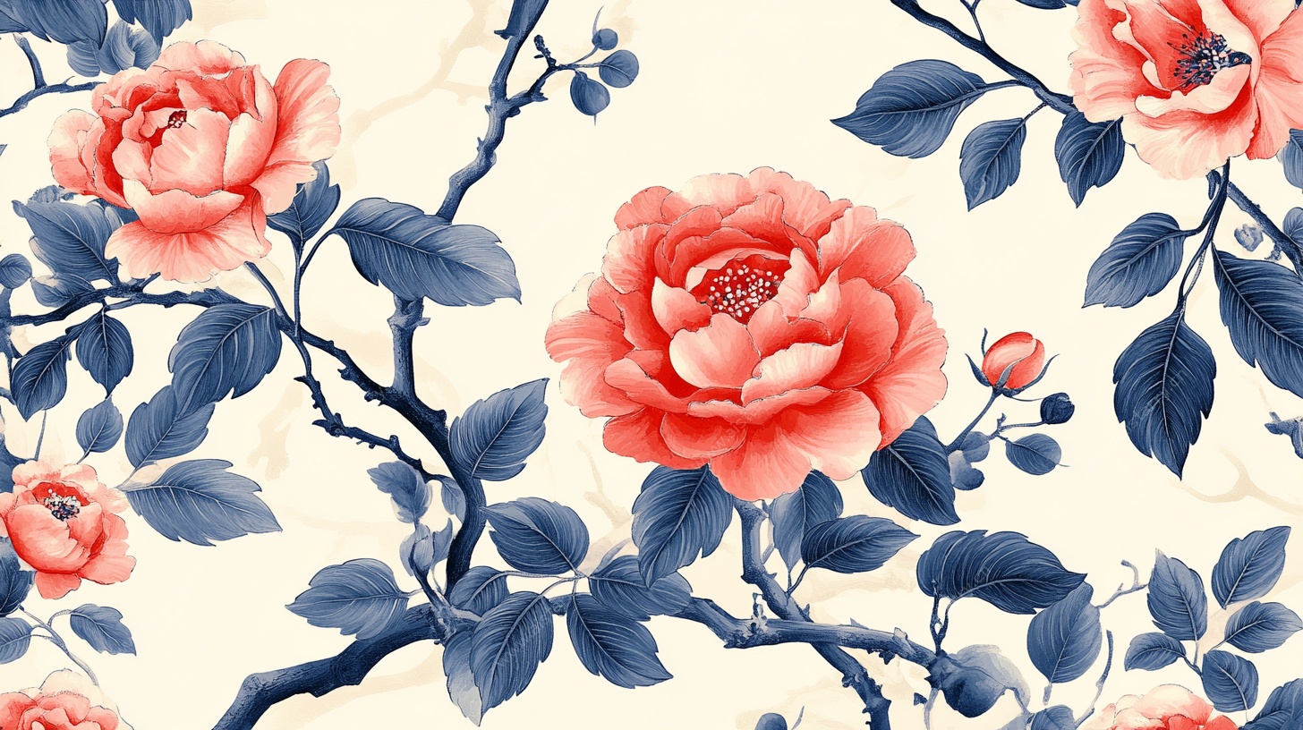 中式牡丹花卉图案背景