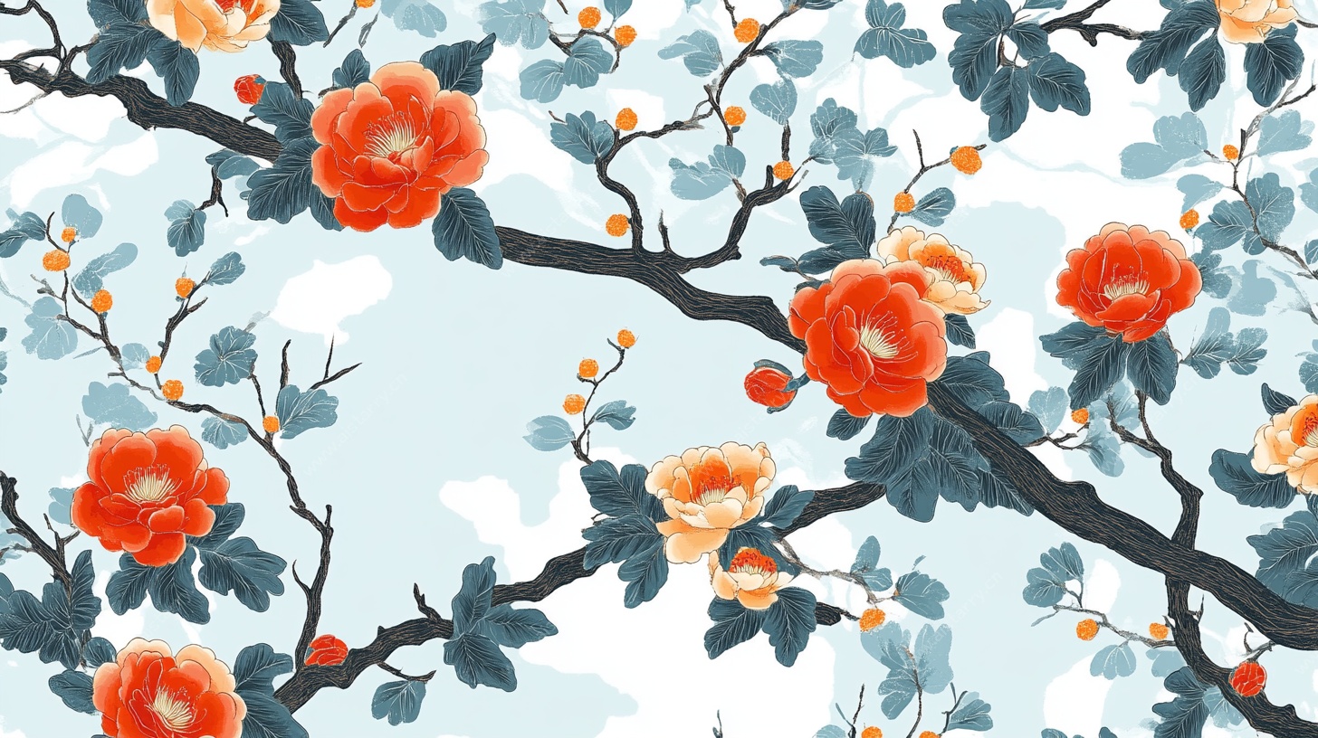 中式花卉图案背景图