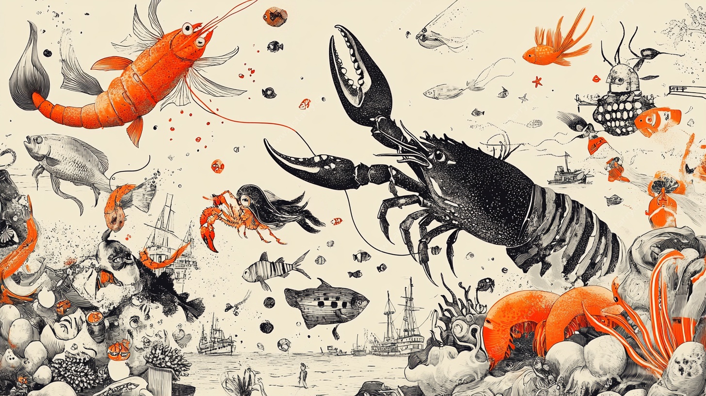 海洋生物奇幻插画