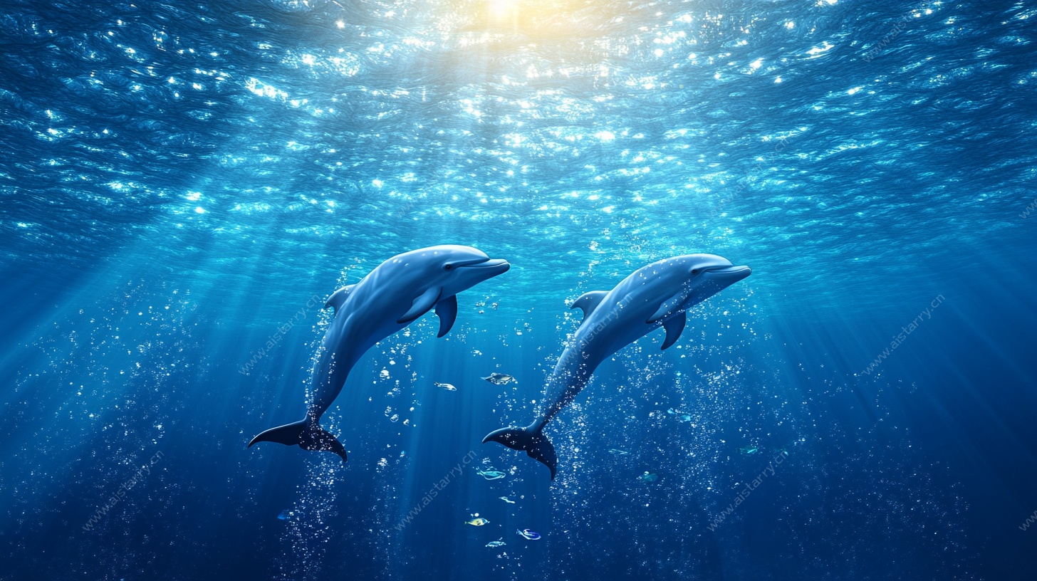 深海双海豚畅游梦幻景象