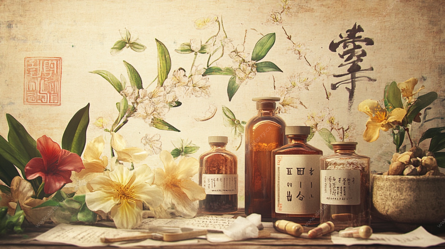 中式古风中药静物图