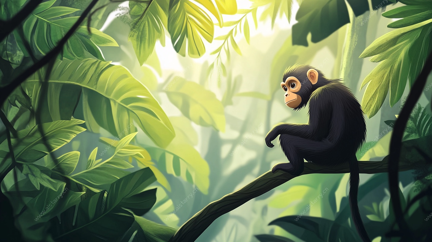 丛林中的沉思黑猴