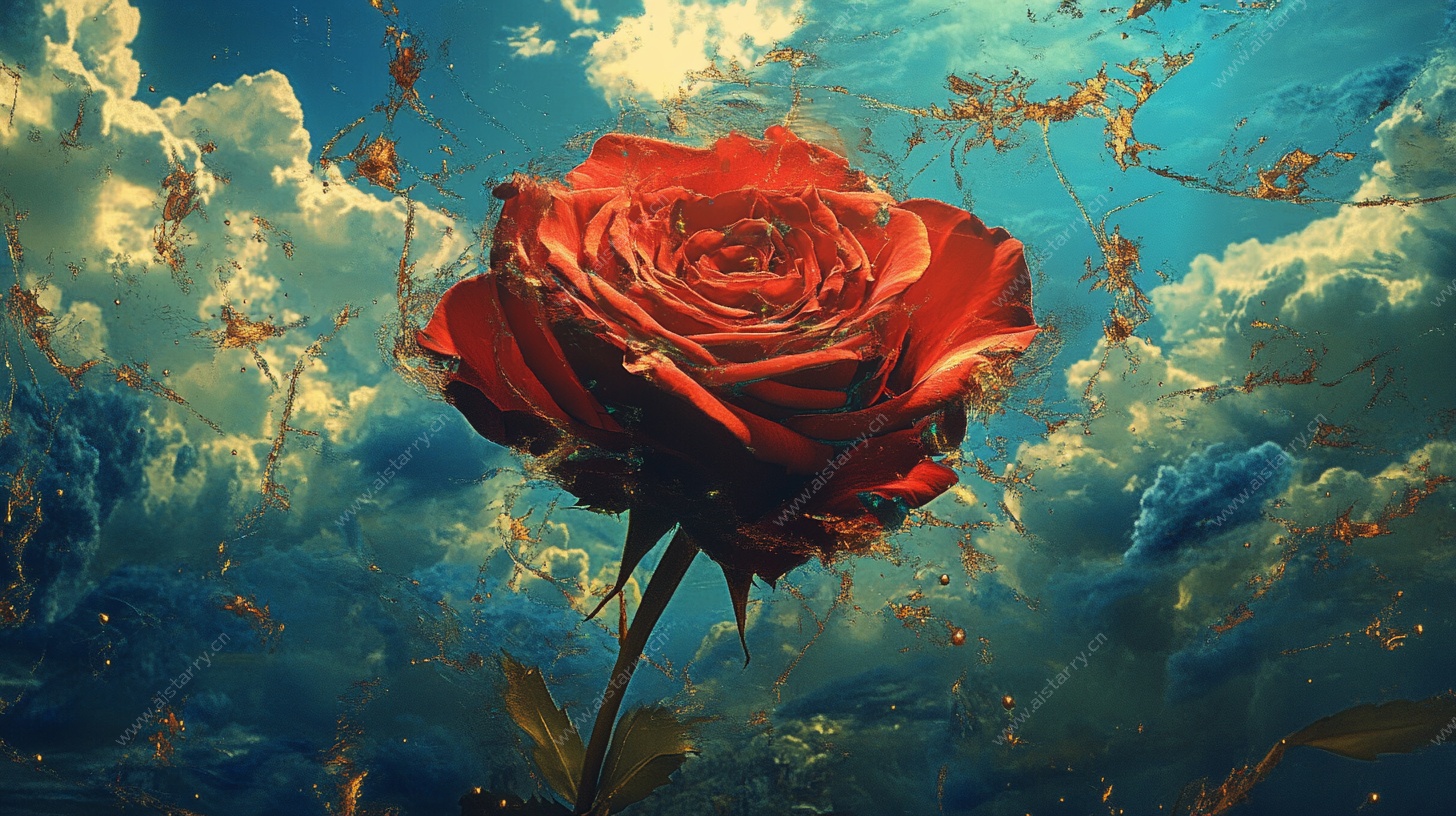 云端红玫瑰梦幻图景