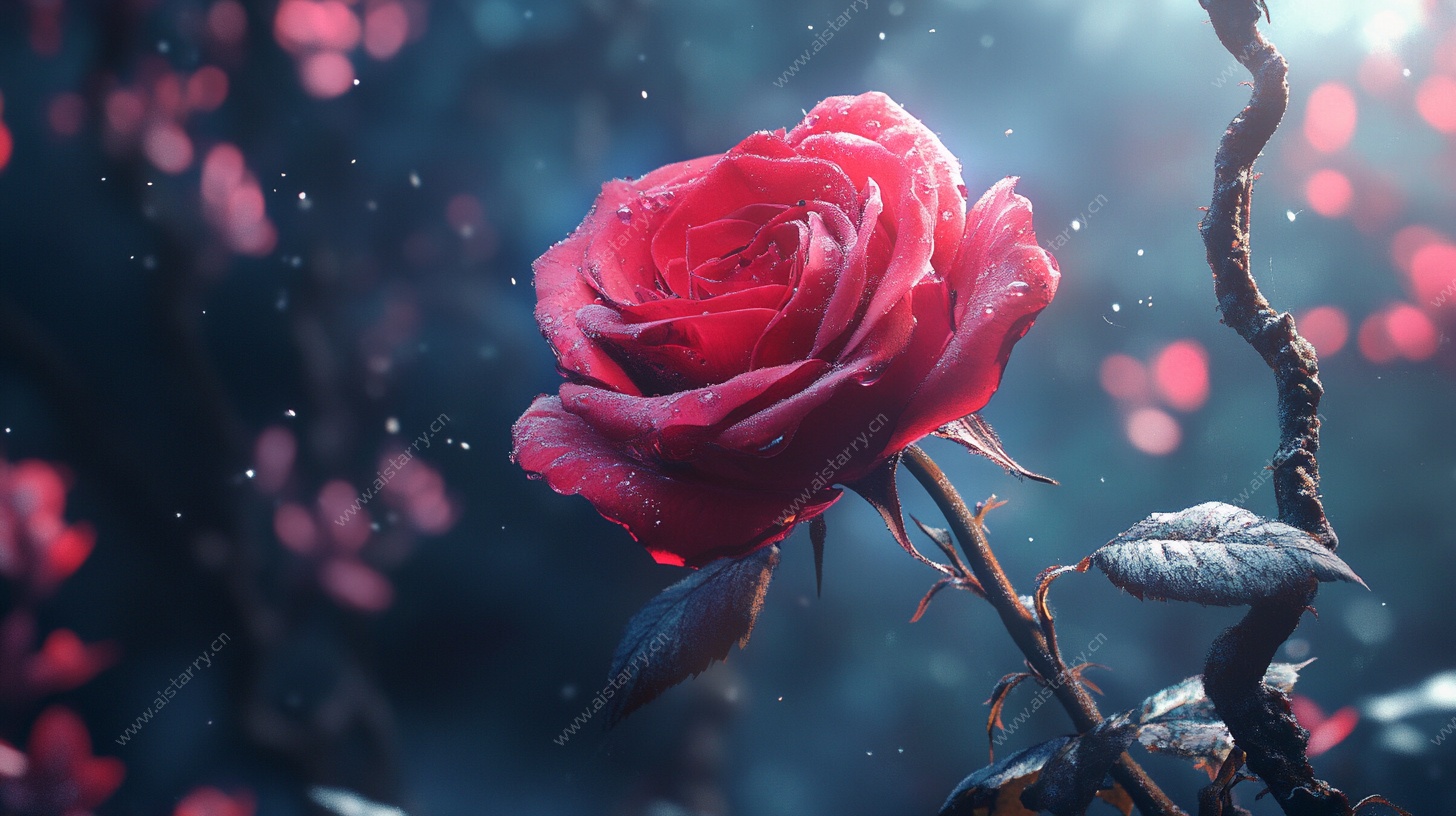 梦幻红玫瑰特写