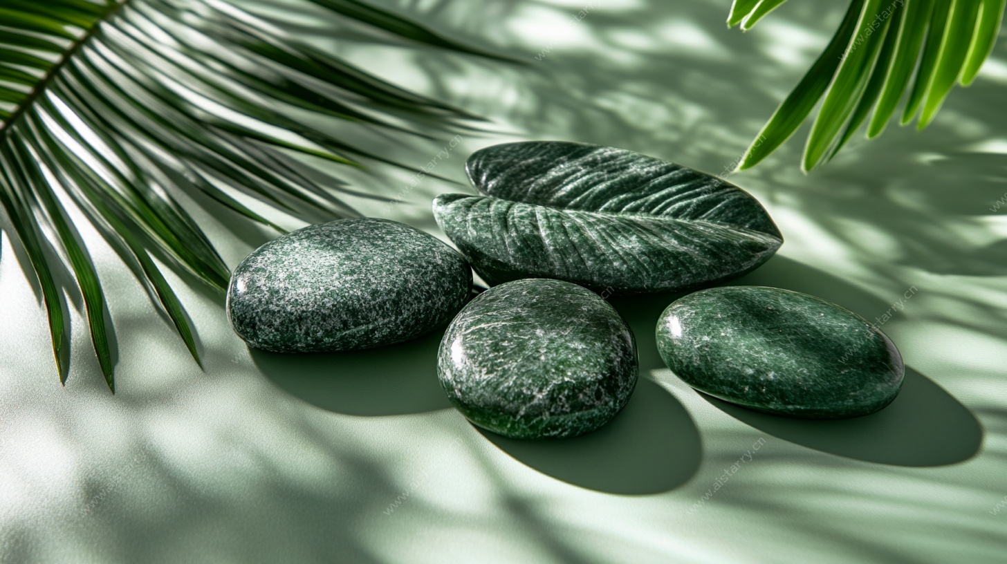 绿石与棕榈叶的静谧组合