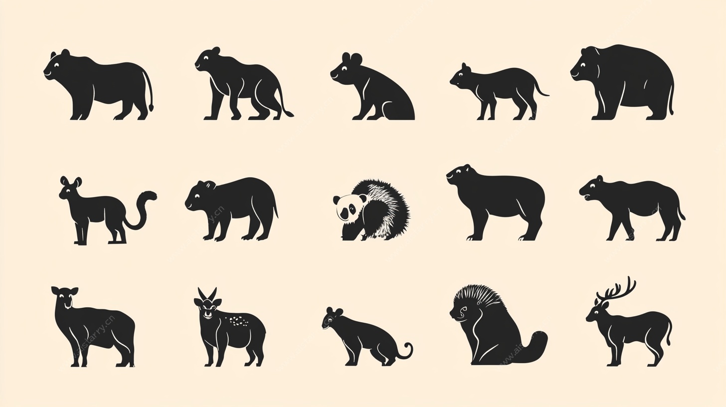 动物剪影集合图