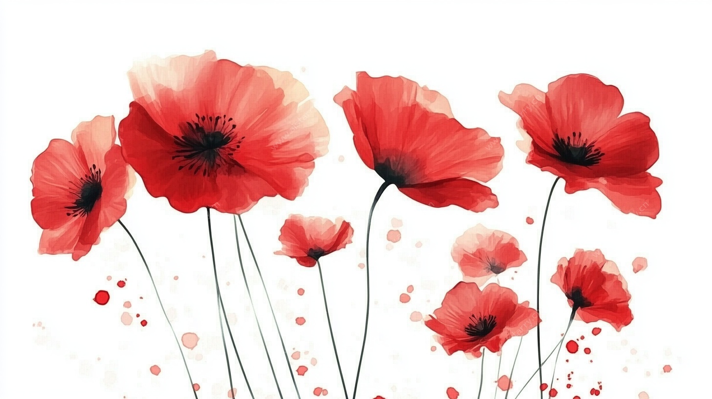 绽放的红色虞美人花朵