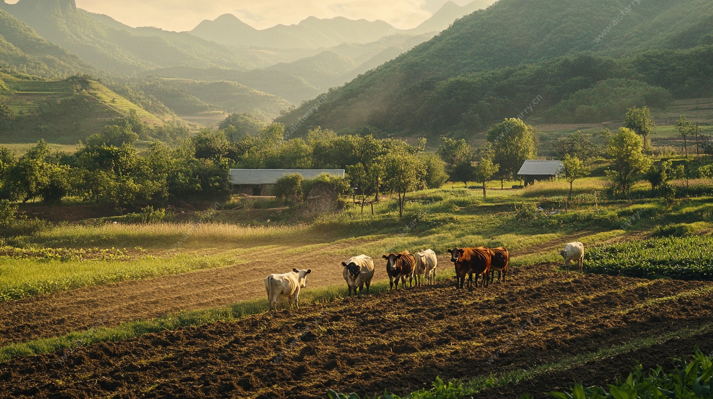 田园牧歌乡村风光图