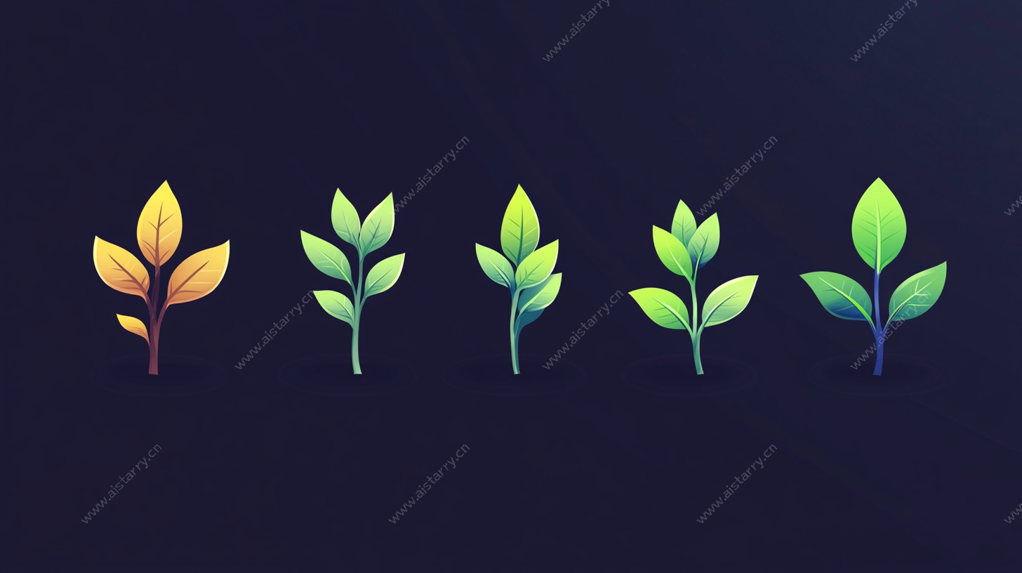 五款渐变风格植物图标