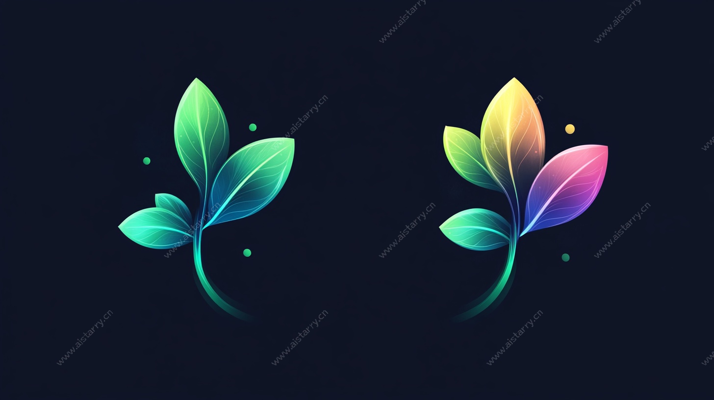 多彩渐变叶片图标设计