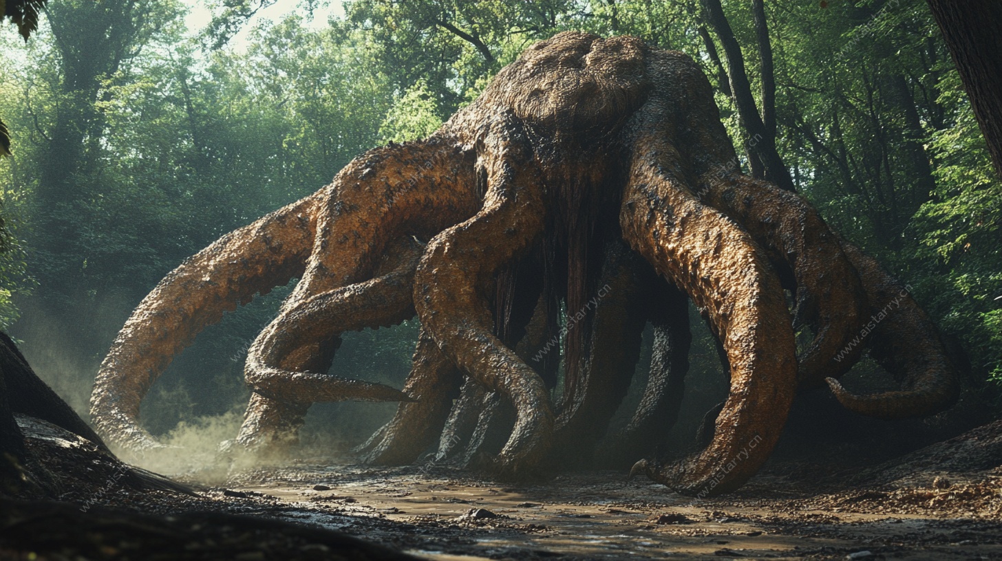 森林中的巨型章鱼怪物