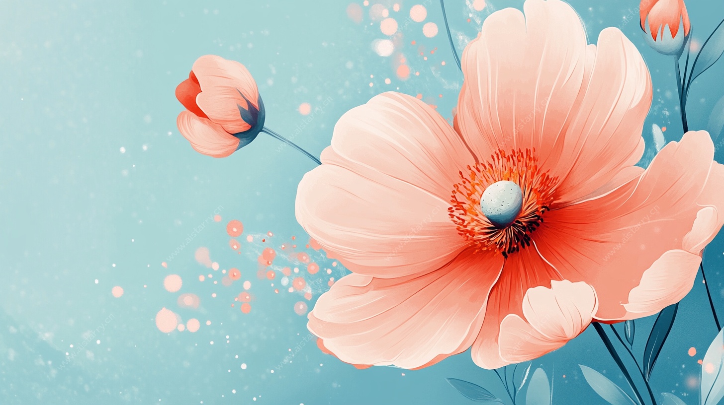 粉色花朵梦幻插画