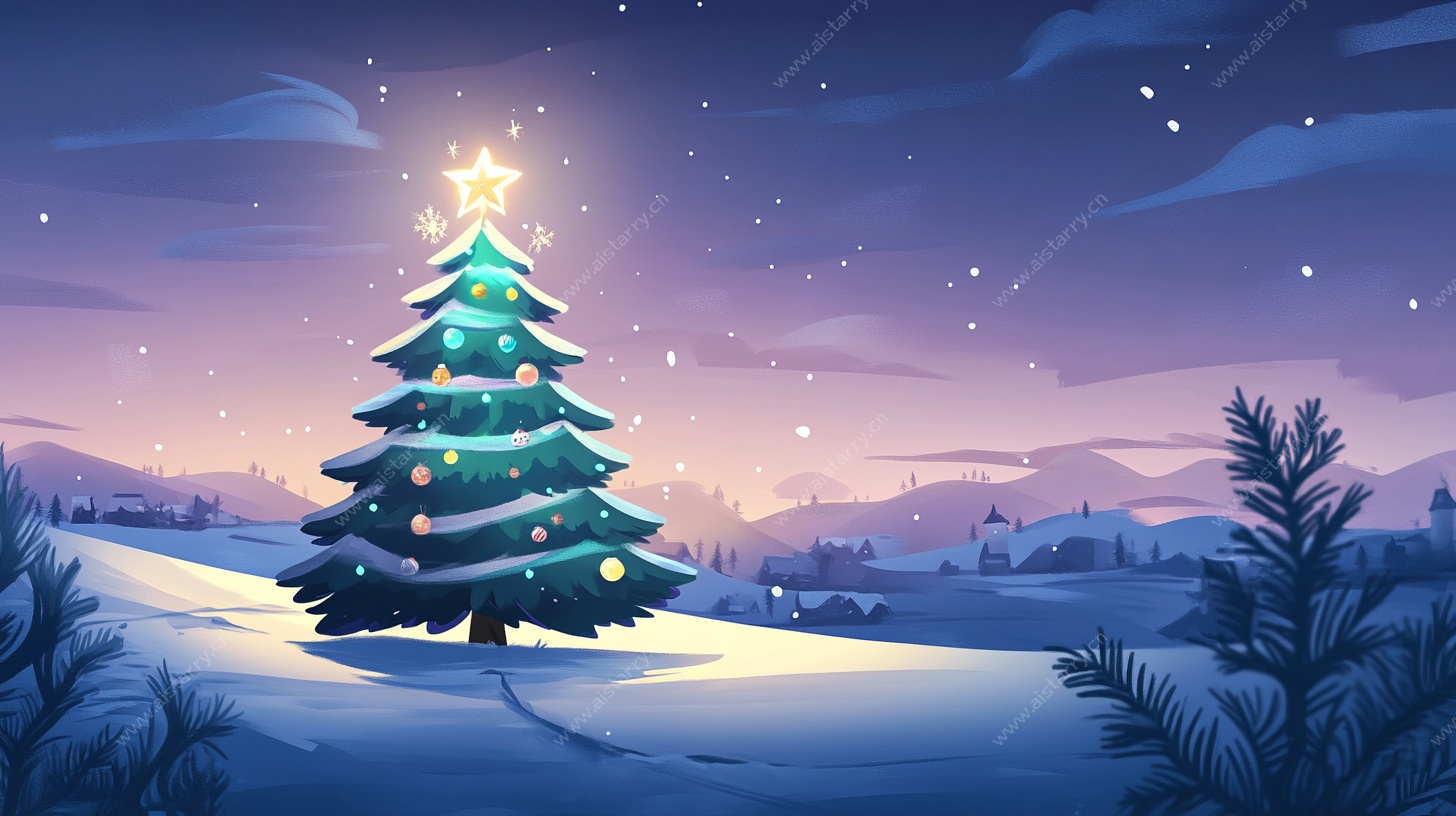 冬日梦幻圣诞树夜景