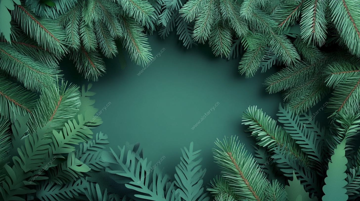 松叶环绕的清新绿色背景