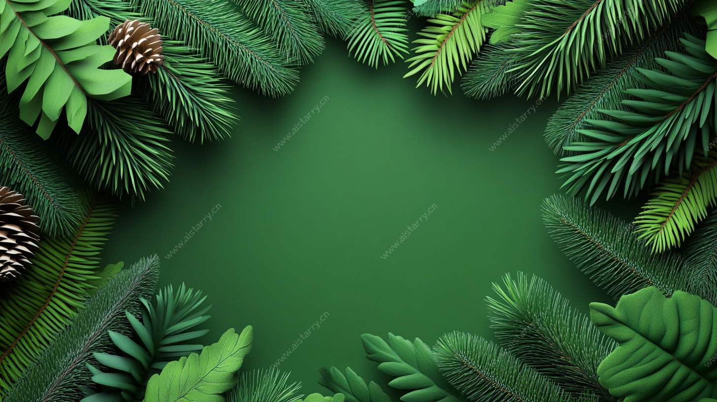 绿色植物环绕的自然边框