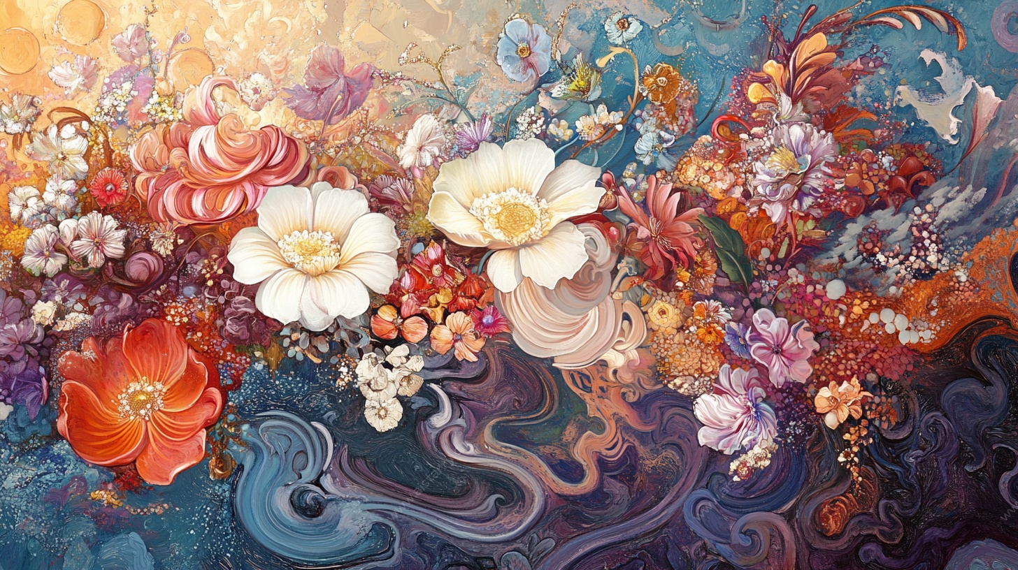 梦幻花卉抽象艺术图景