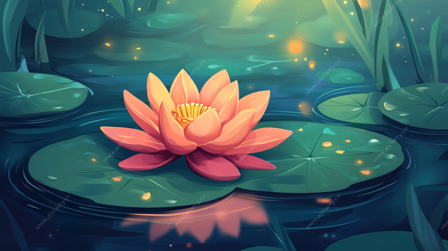 梦幻睡莲绽放于静谧池塘