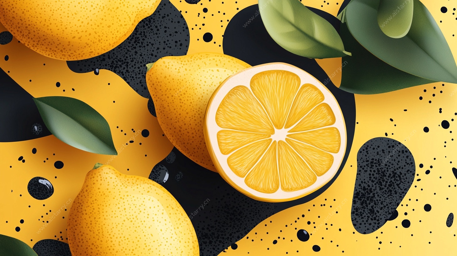 黄色柠檬插画图