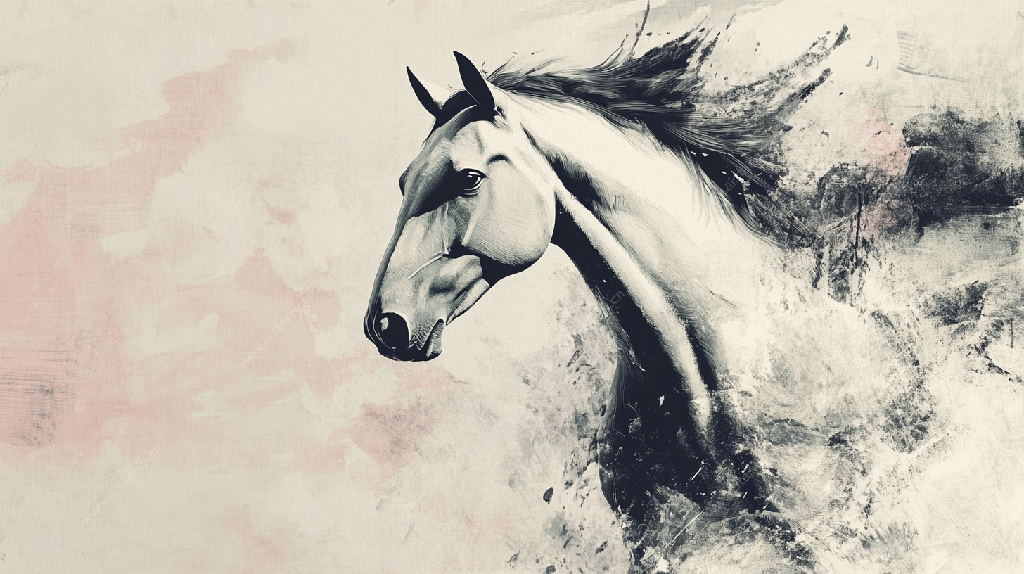 奔马水墨绘