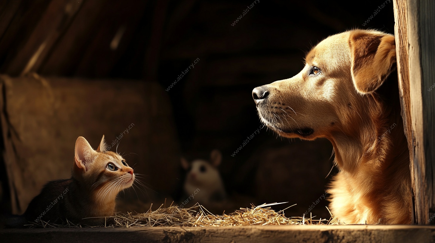 猫狗对视的温馨瞬间