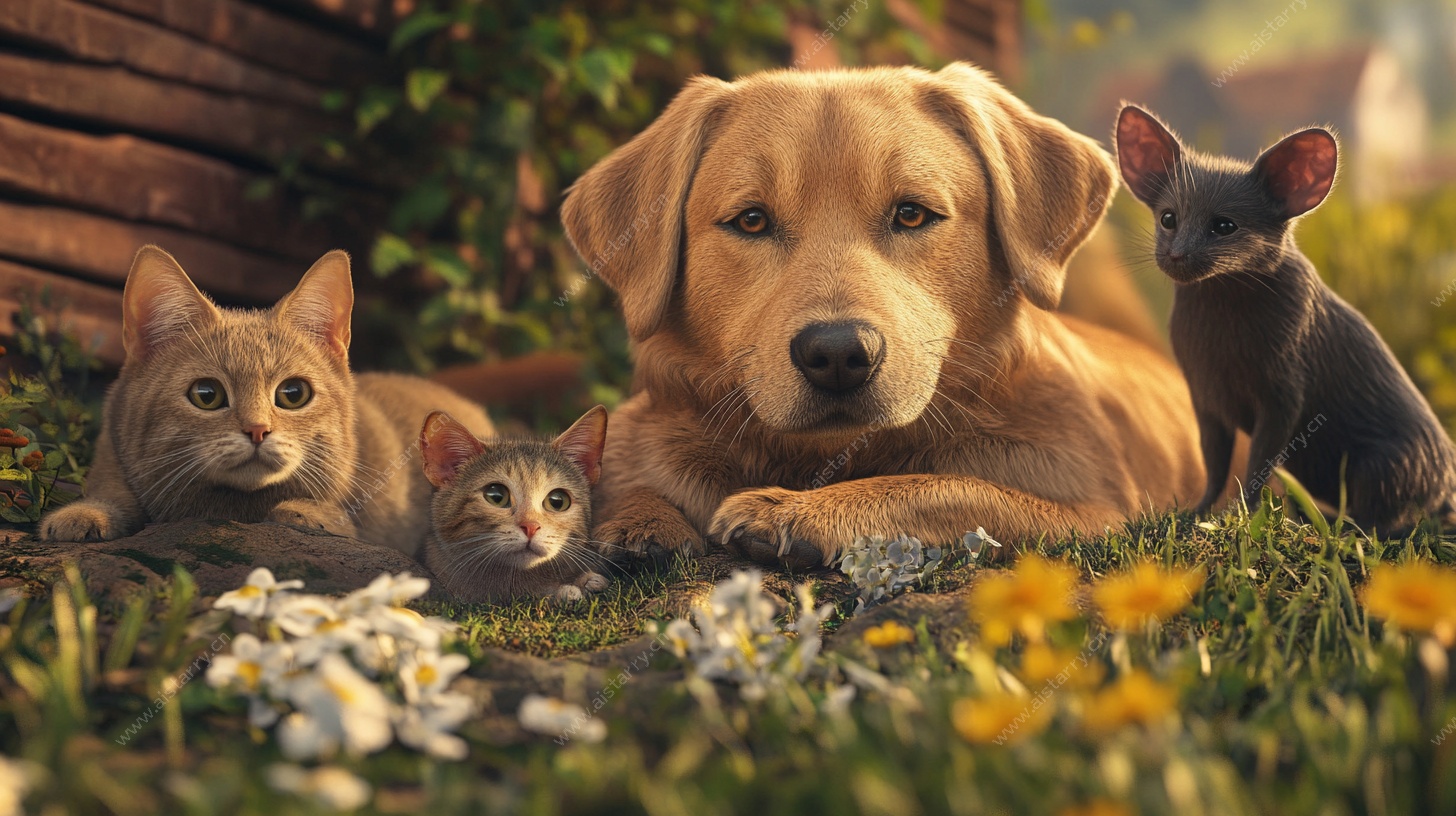 猫狗同框的温馨时光