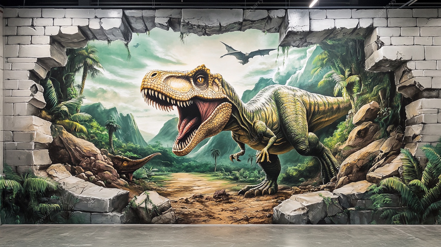 破墙而出的史前霸王龙