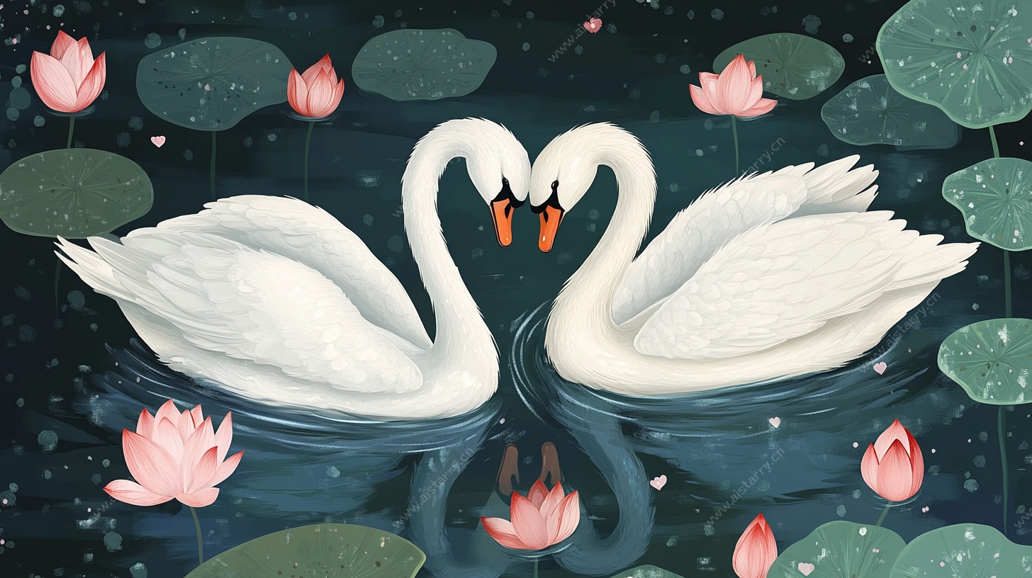 天鹅之爱 浪漫水畔图景