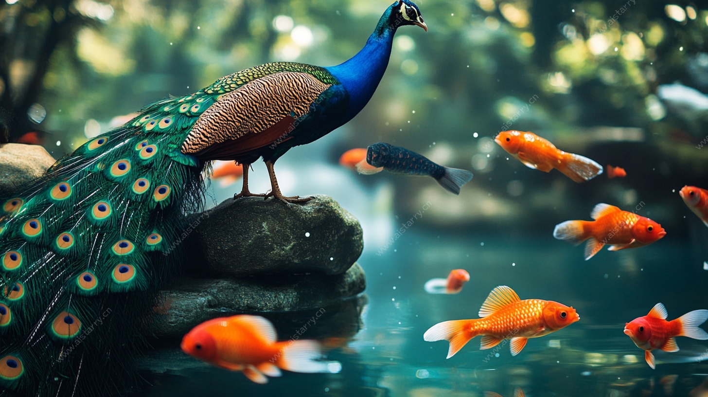 孔雀金鱼共绘自然奇景