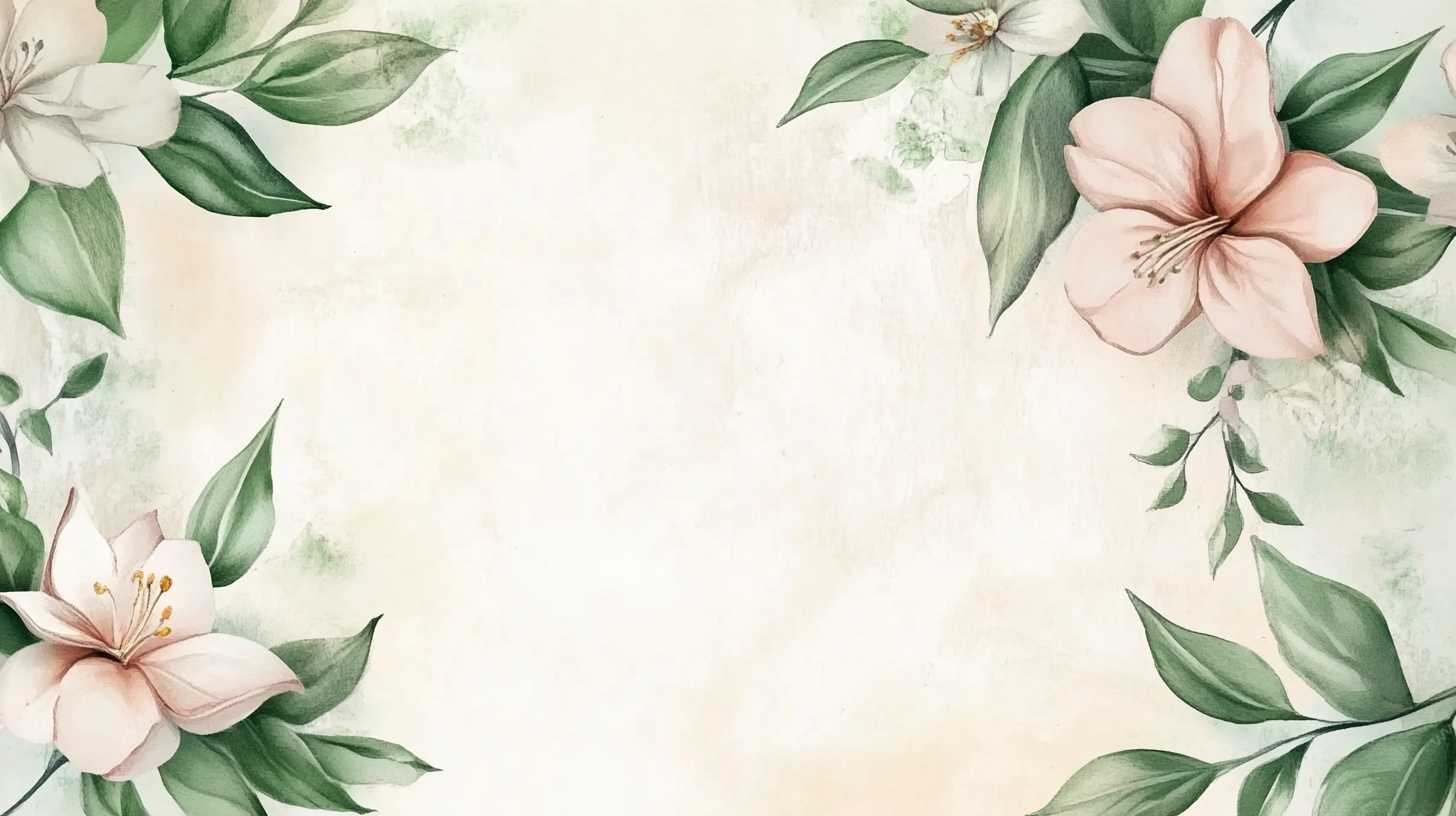 花卉绿叶边框背景图