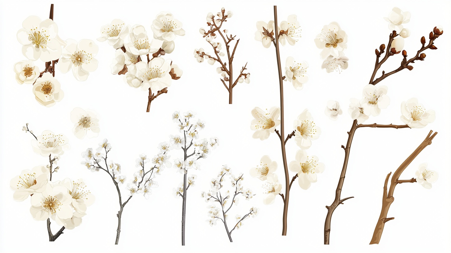 白色梅花枝干素材集合
