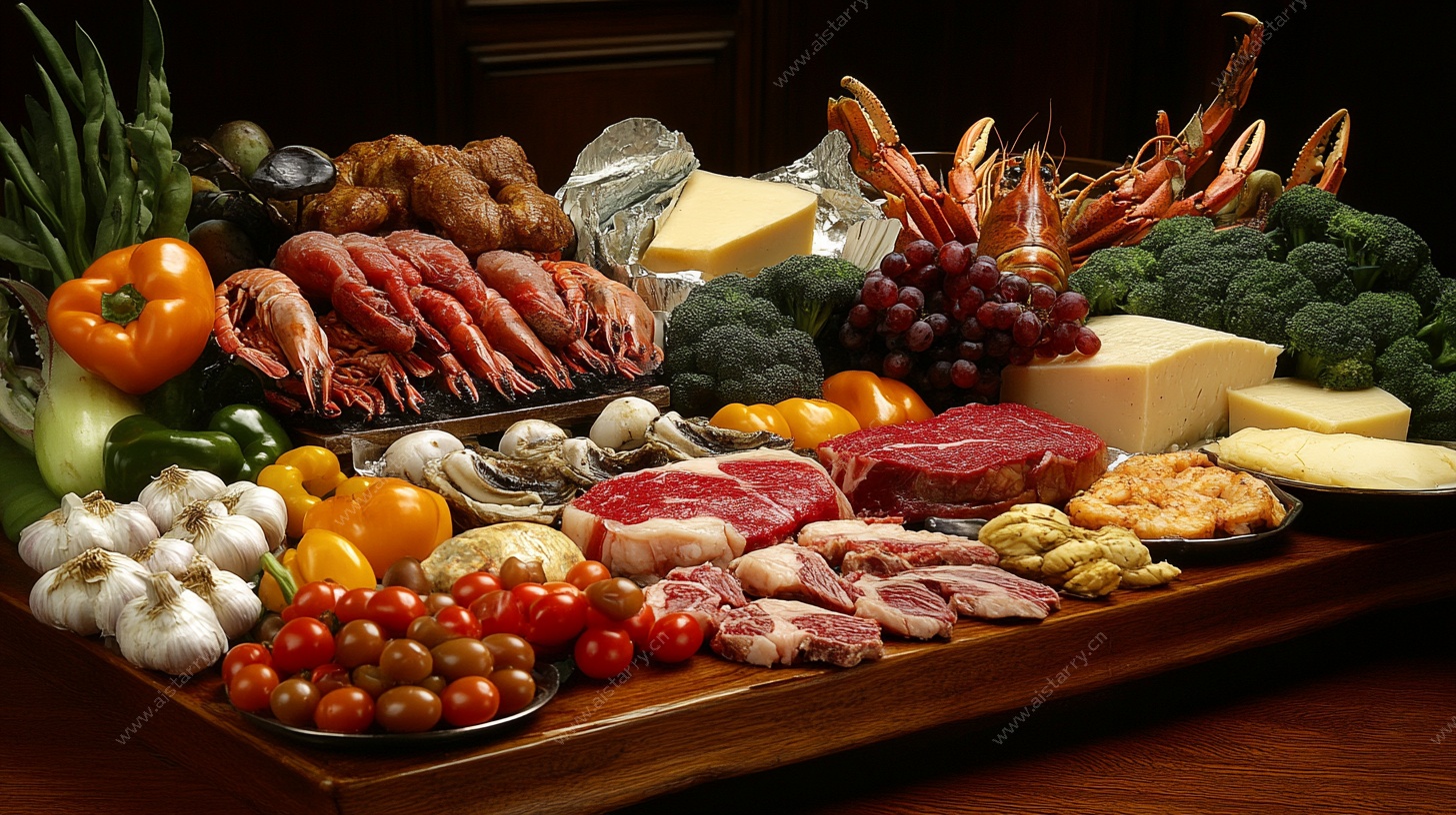 丰盛美食拼盘展示