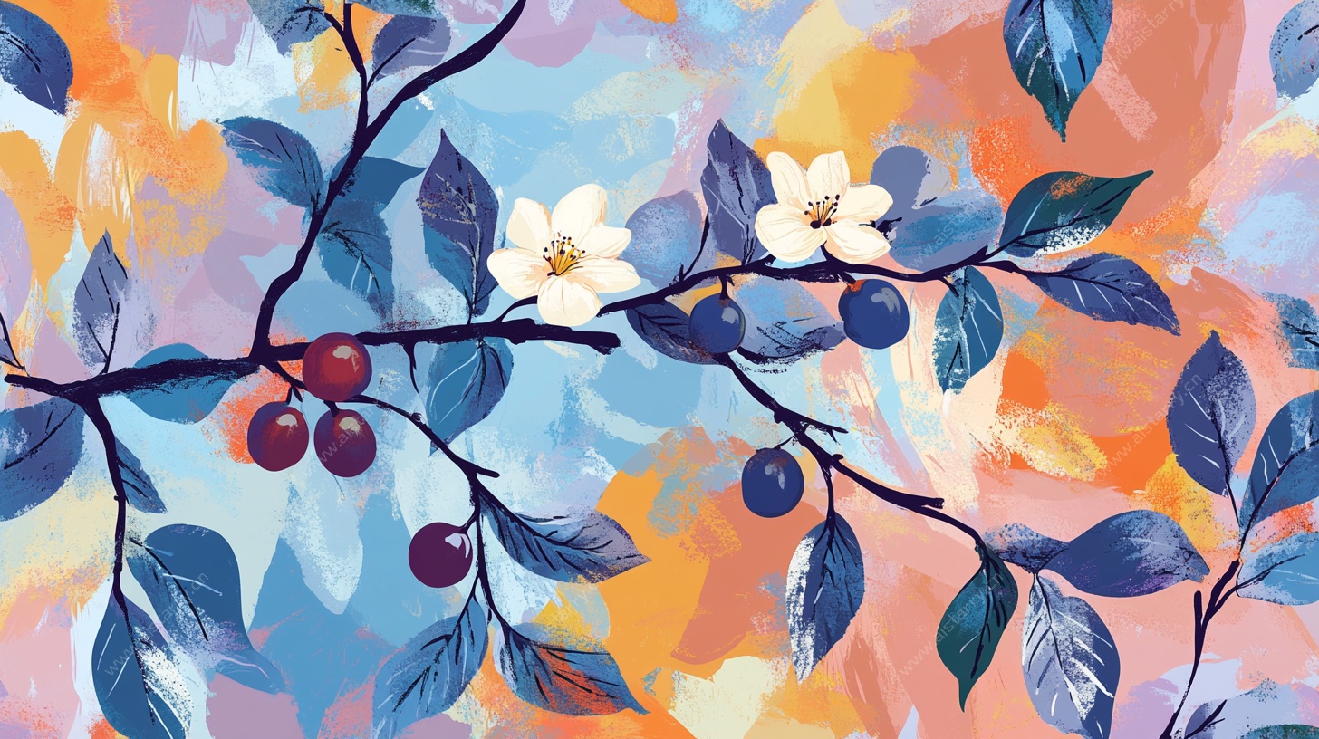 繁花满枝的梦幻插画