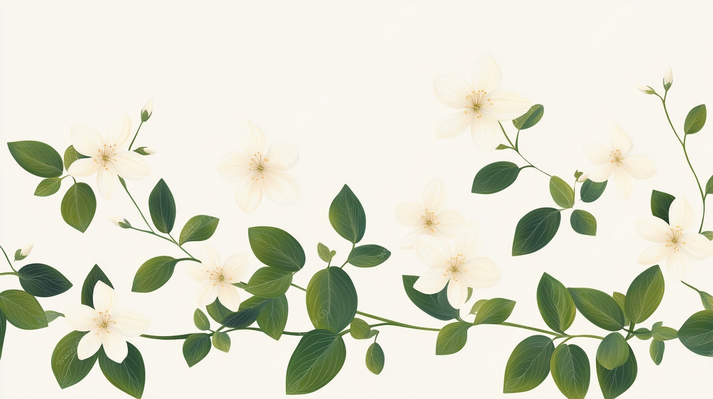 白色茉莉花枝装饰图案