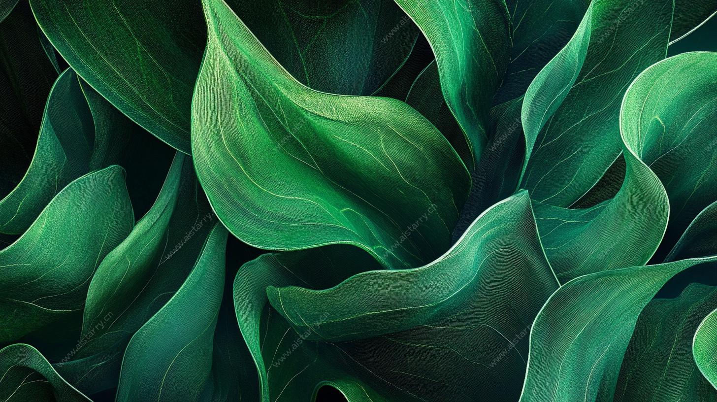 动感绿叶片 自然艺术风