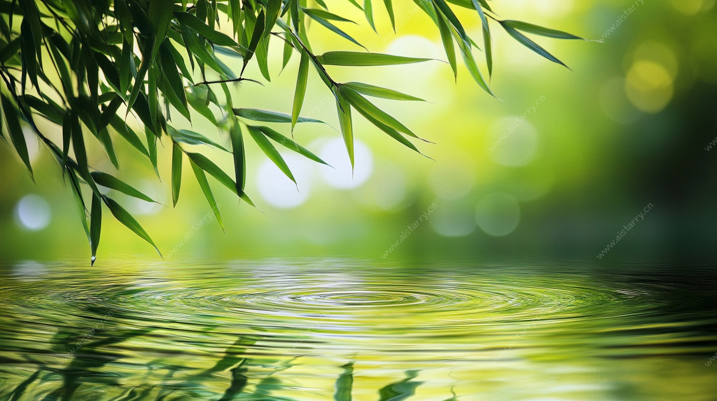 竹叶映水图