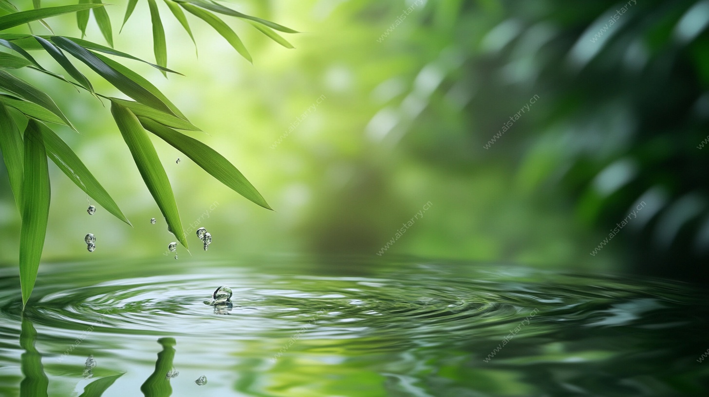 竹叶滴露 水波荡漾